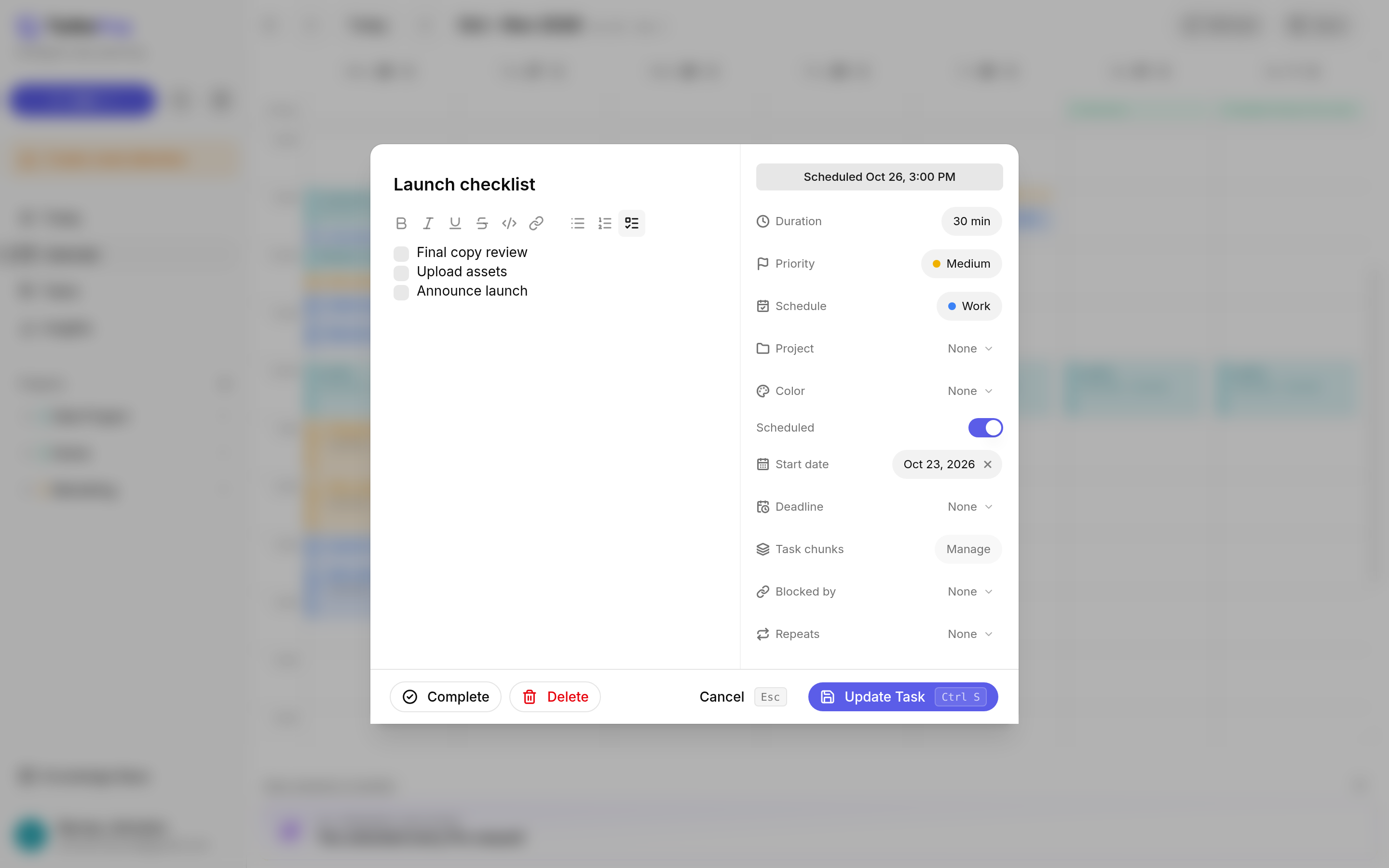 TurboHog task with a sub-task checklist