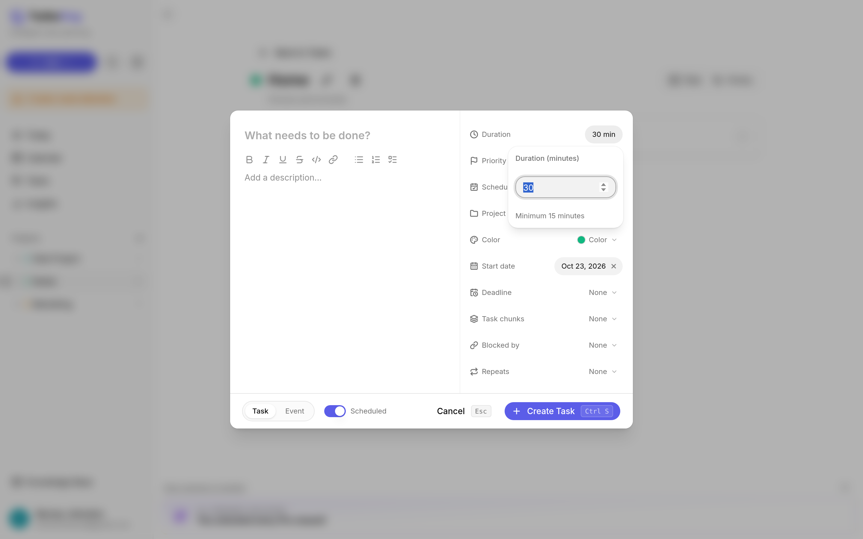 TurboHog task duration picker